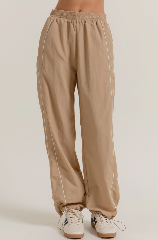 Active Basic - Side Piping Track Pants with Opening Stopper- Khaki|281