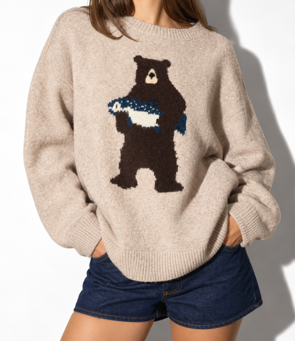 Le Lis - Bear Graphic Crew Neck Oversized Sweater