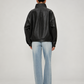 Pretty Garbage - Leather Funnel Neck Jacket|4775