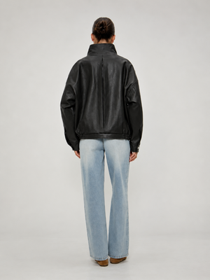 Pretty Garbage - Leather Funnel Neck Jacket|4775