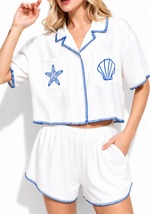 Active Basic - Edge Stitch & Embroidered Boxy Shirt|1516
