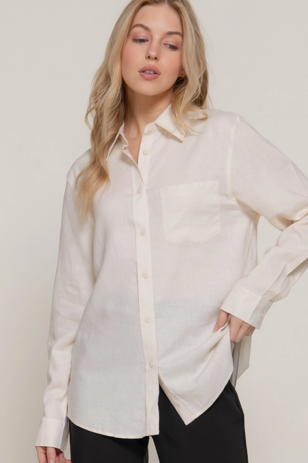 Active Basic - Long Sleeve Linen Blend Top|352