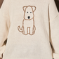 Le Lis - Embroidered Dog Whipstitch Crew Neck Knit Sweater|3698