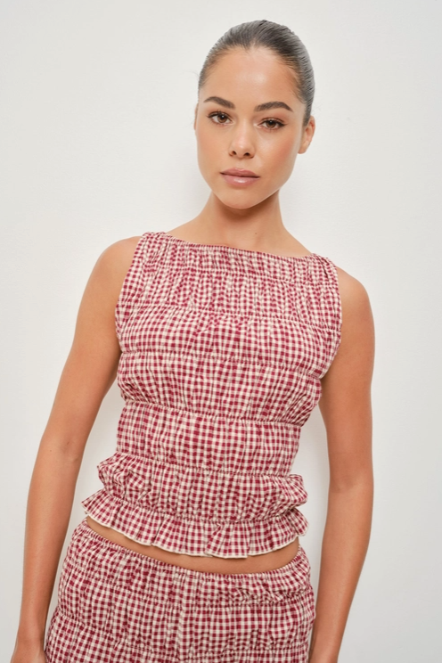 Pretty Garbage - Lloyd Smocked Gingham Tank|165