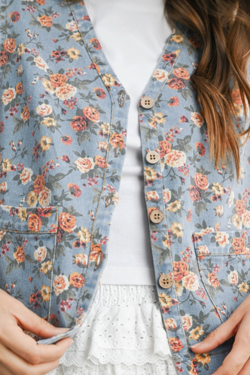 Buttermelon - Button-Front Floral Vest|174