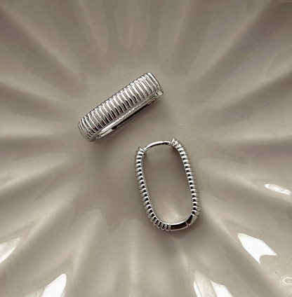 Small Ray Ribbed 2.0 Earrings - Silver|2196