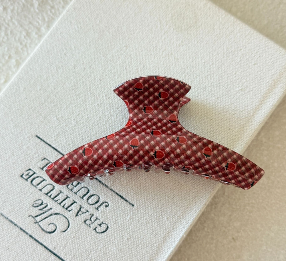 Lady June - Strawberry Gingham Claw Clip Large|2041