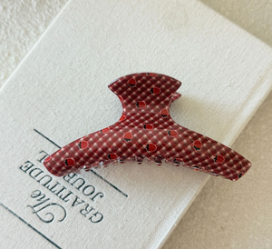 Lady June - Strawberry Gingham Claw Clip Large|2041