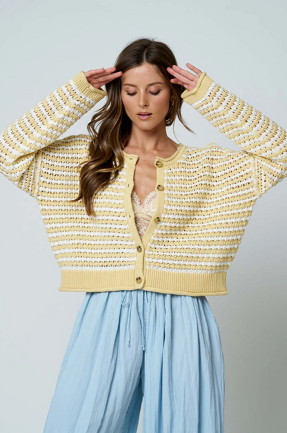Blu Pepper -  Textured Button Up Sweater|579