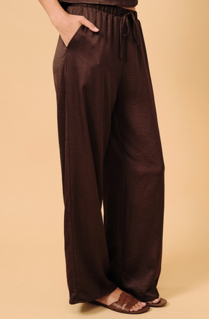 Sunday Edition - Drawstring Satin Wide Leg Pants|28