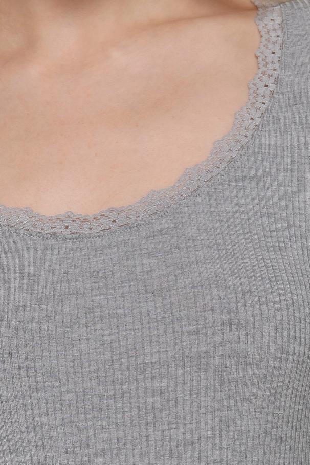 Active Basic - Rib Knit Long Sleeve With Lace Trim|363