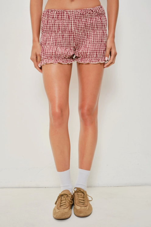 Pretty Garbage - Lloyd Smocked Gingham Shorts|160