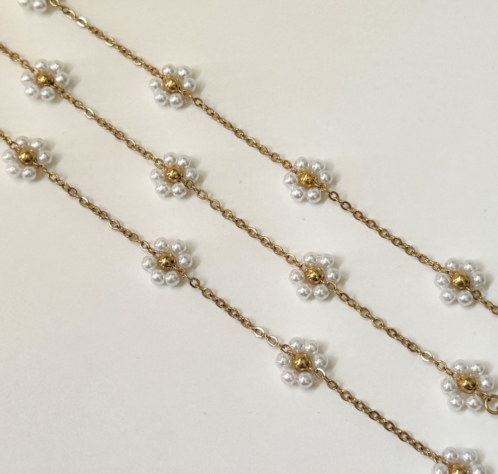 Pearl Flower Necklace - 18K PVD Gold Plating|1433