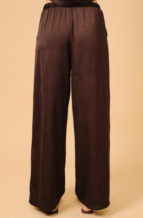 Sunday Edition - Drawstring Satin Wide Leg Pants|31