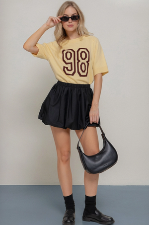 Active Basic - Short Sleeve Lettering Knit Top|406