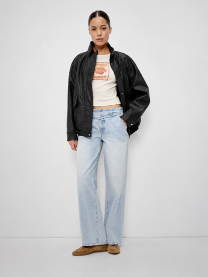 Pretty Garbage - Leather Funnel Neck Jacket|4774