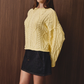 Le Lis - Oversized Cropped Cable Knit Crew Neck Sweater|3708