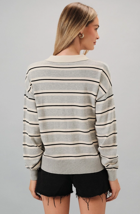 Sunday Edition - Polo Collared Long Sleeve Stripe|63