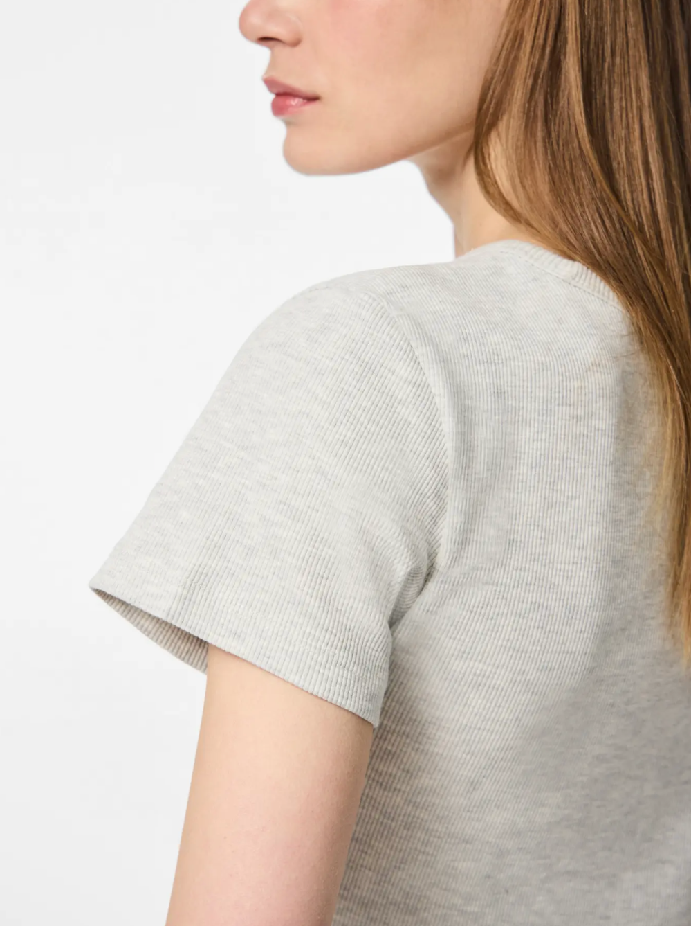 Pieces - Ribbed Basic Tee|2228