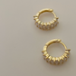 Liya Rectangle Stones Huggies- 18k gold plated|2093