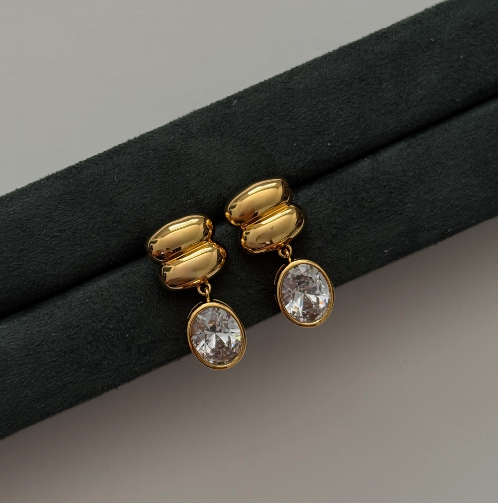 Namaste Jewelry - Oval Drop Earrings 18K gold plated|1850