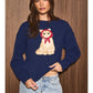 Le Lis - Cat Scarf Graphic Crew Neck Oversized Knit