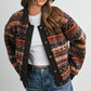 Buttermelon - Patterned Button-Front Fleece Jacket|235