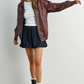 Buttermelon - Collared Zip-Front Leather Jacket|184