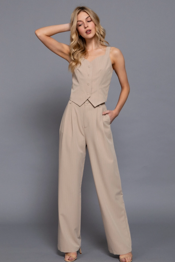 Active Basic - Pinstripe Woven Straight Pants|374