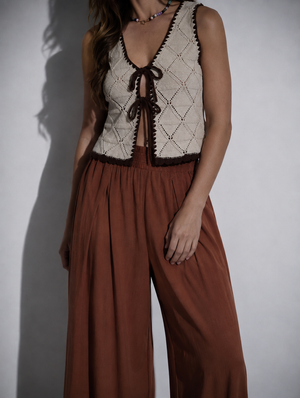 Blu Pepper - Crochet Front Tie Vest