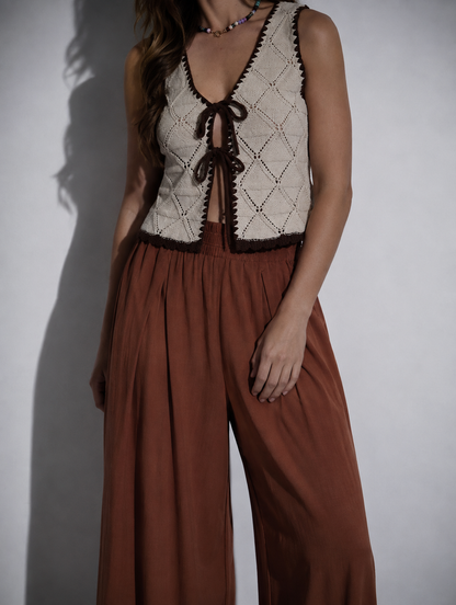 Blu Pepper - Crochet Front Tie Vest