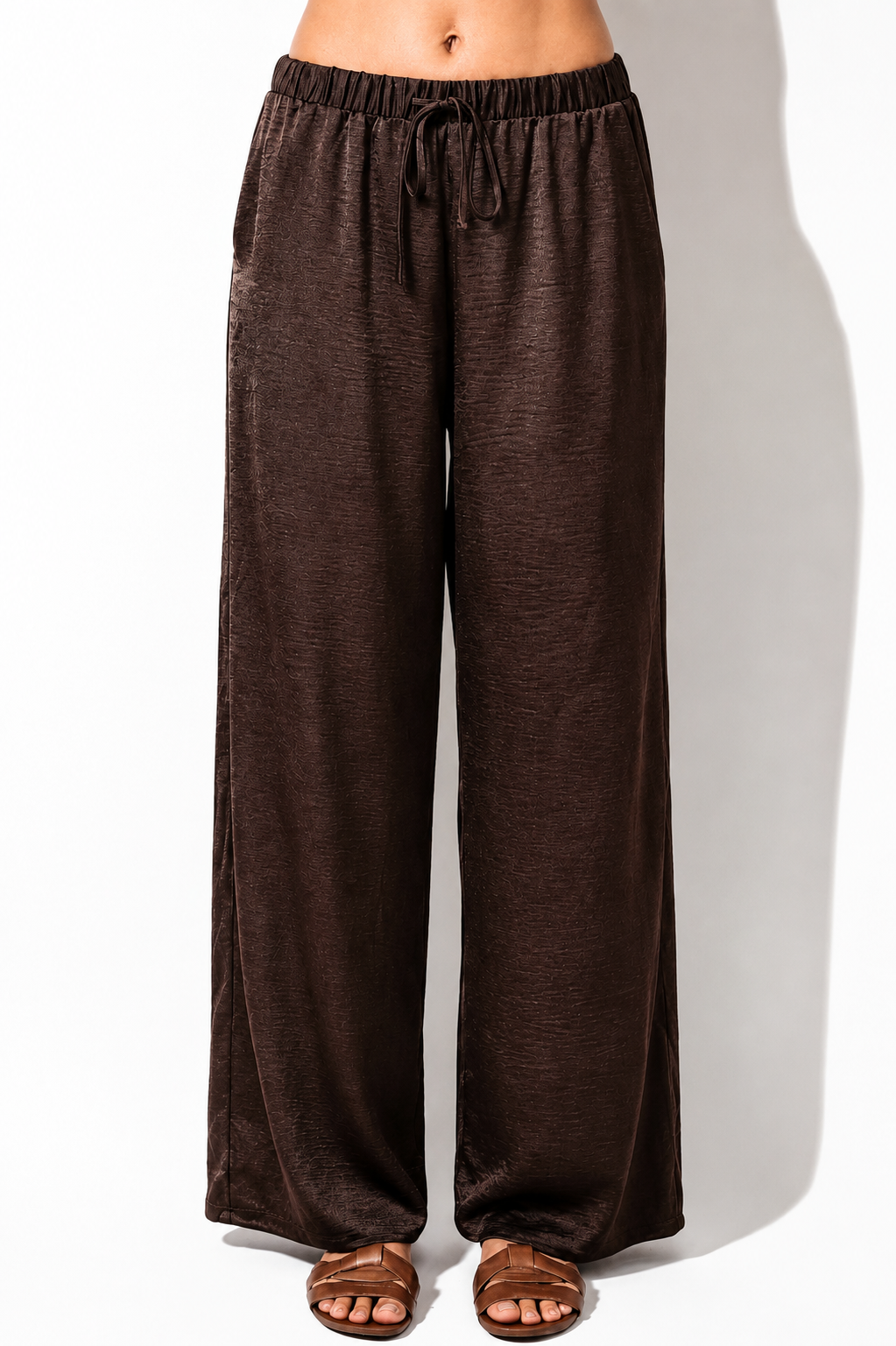 Sunday Edition - Drawstring Satin Wide Leg Pants