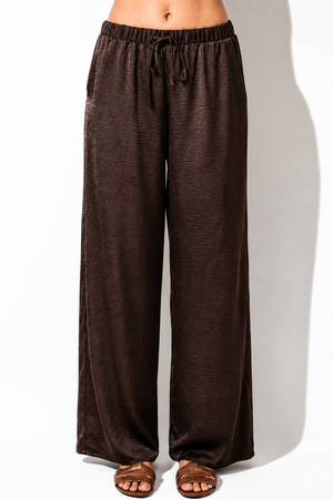Sunday Edition - Drawstring Satin Wide Leg Pants