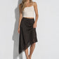 Active Basics - Lace Trim Satin Midi Skirt Brown|4448