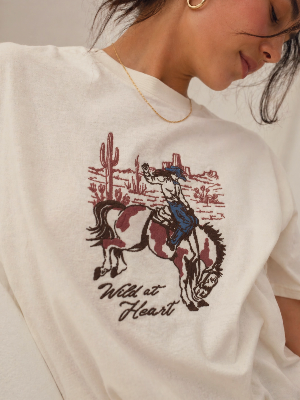 Wild At Heart Embroidered T-Shirt|1692