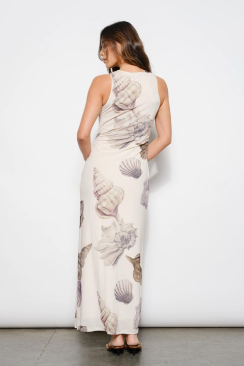 Pretty Garbage - Welles Shell Print Mesh Maxi Dress|156