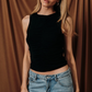 Sunday Edition - Ruched Sleeveless Fitted Mesh Top|65