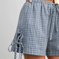Buttermelon - Plaid Side-Tie Elastic Waist Shorts|238