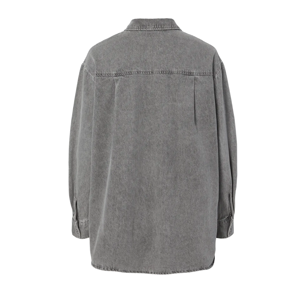 Pieces - Grey Wash Oversized Denim Button Up|2993
