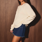 Le Lis - Soft Round Neck Henley Sweater Top|3712