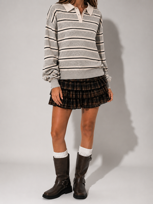 Sunday Edition - Polo Collared Long Sleeve Stripe