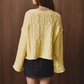 Le Lis - Oversized Cropped Cable Knit Crew Neck Sweater|3709