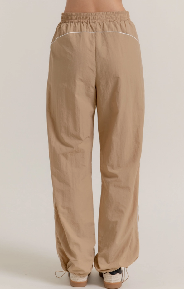 Active Basic - Side Piping Track Pants with Opening Stopper- Khaki|280