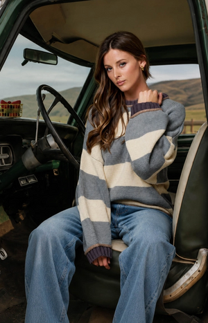 Blu Pepper - Oversized Striped Sweater|534