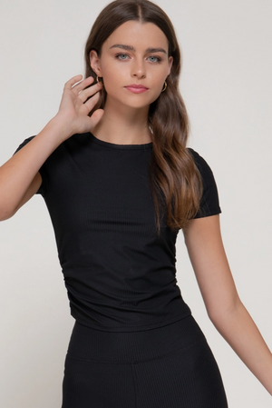 Active Basic - Ribbed & Rushed Sides Top|407