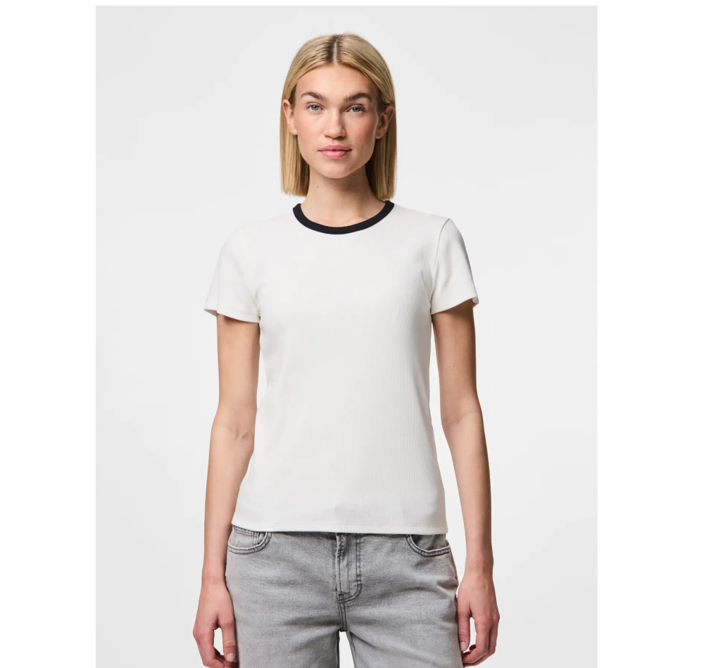 Pieces - Ribbed Basic Tee|2234