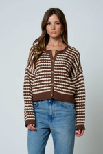 Blu Pepper -  Textured Button Up Sweater|582