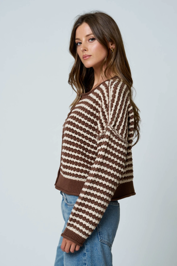 Blu Pepper -  Textured Button Up Sweater|581