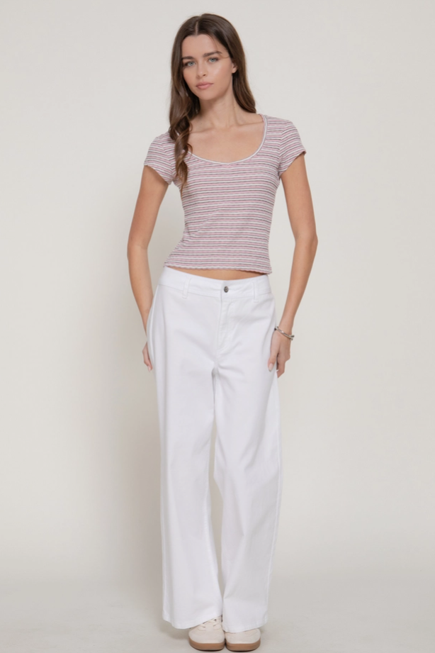 Active Basic - Striped Textured Knit Top|307