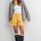 Buttermelon - Floral Print Corduroy Collar Jacket|210